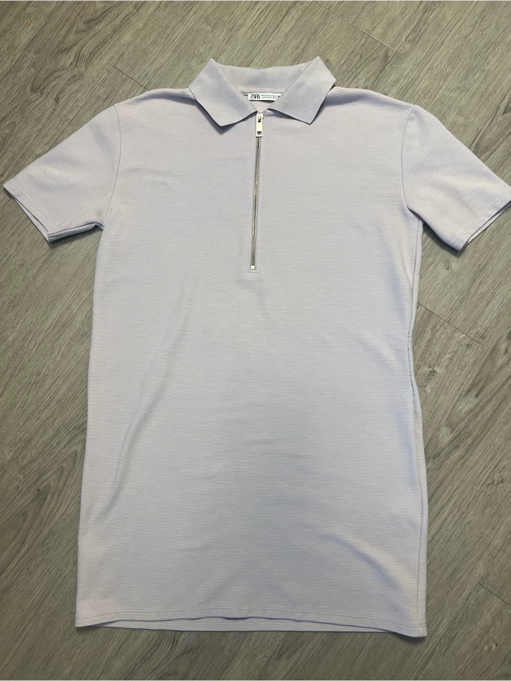 Zara Light Lavender Short-Sleeve Zip Polo Shirt
